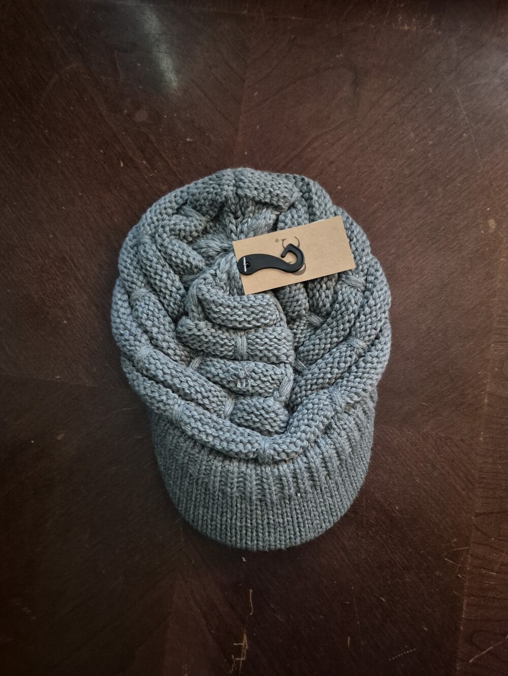 Cc Beanie With Brim Rubbed Knit Beanie Cap - Gray